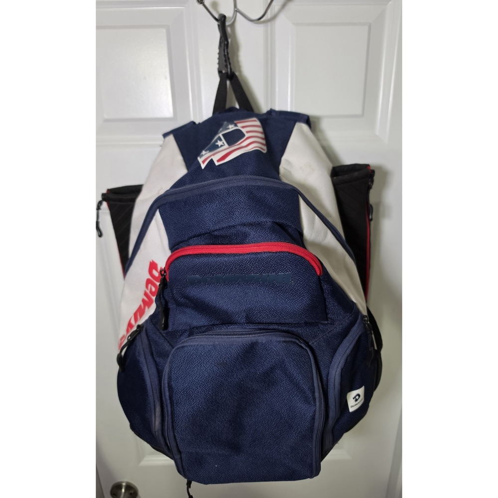 DeMarini Baseball Softball Equipment Backpack Bat Bag Navy Red White USA Flag